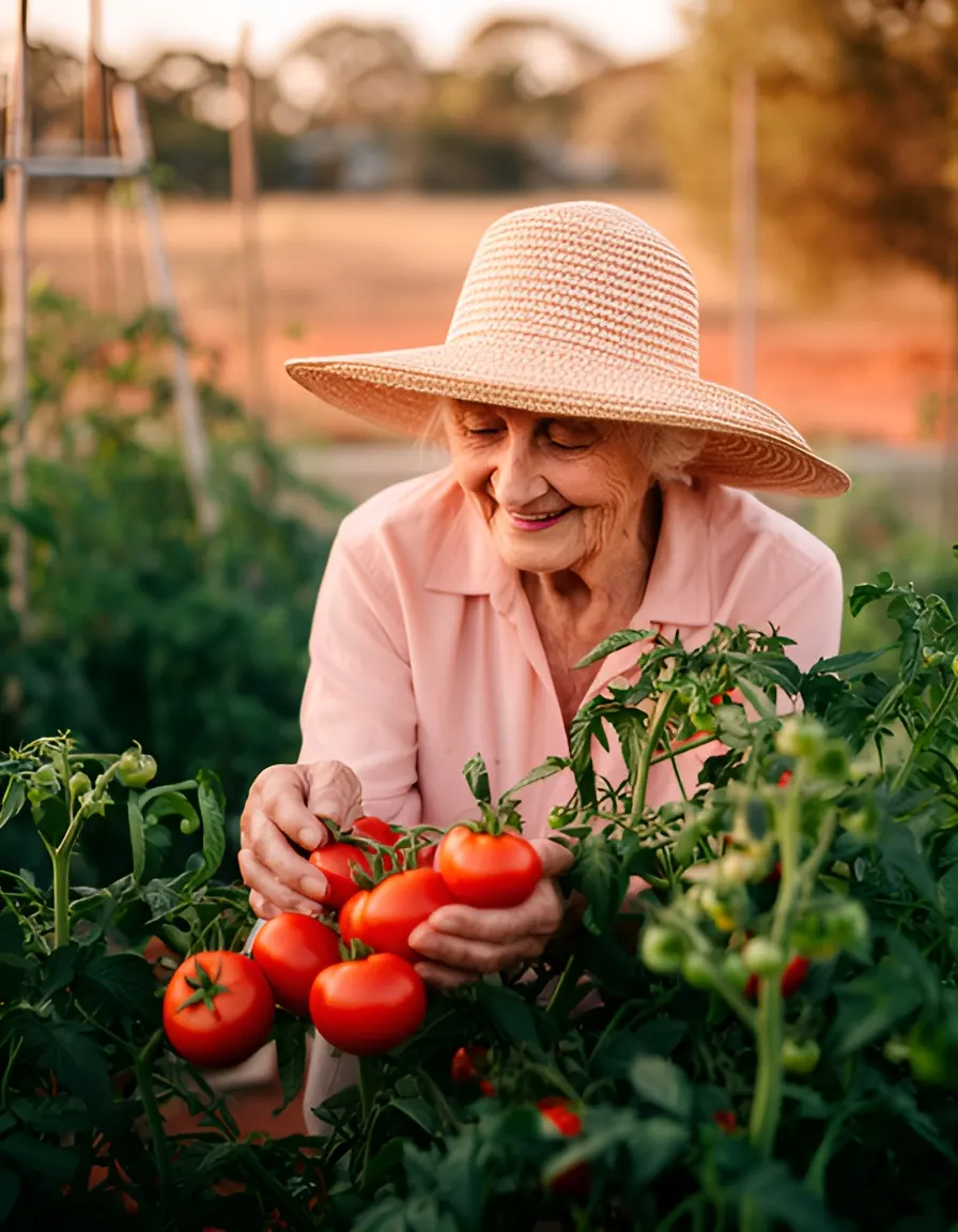 Maria in her vegetable garden